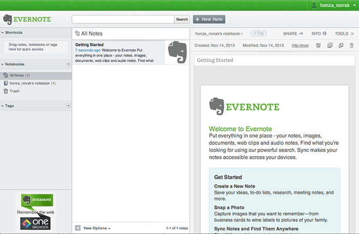 Poznámky v Evernote